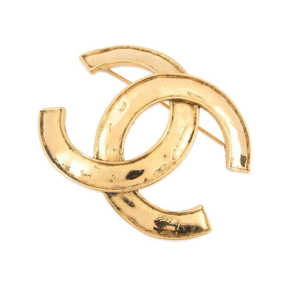 CHANEL Authentic Gold Logo Brooch - Picture 1 of 13